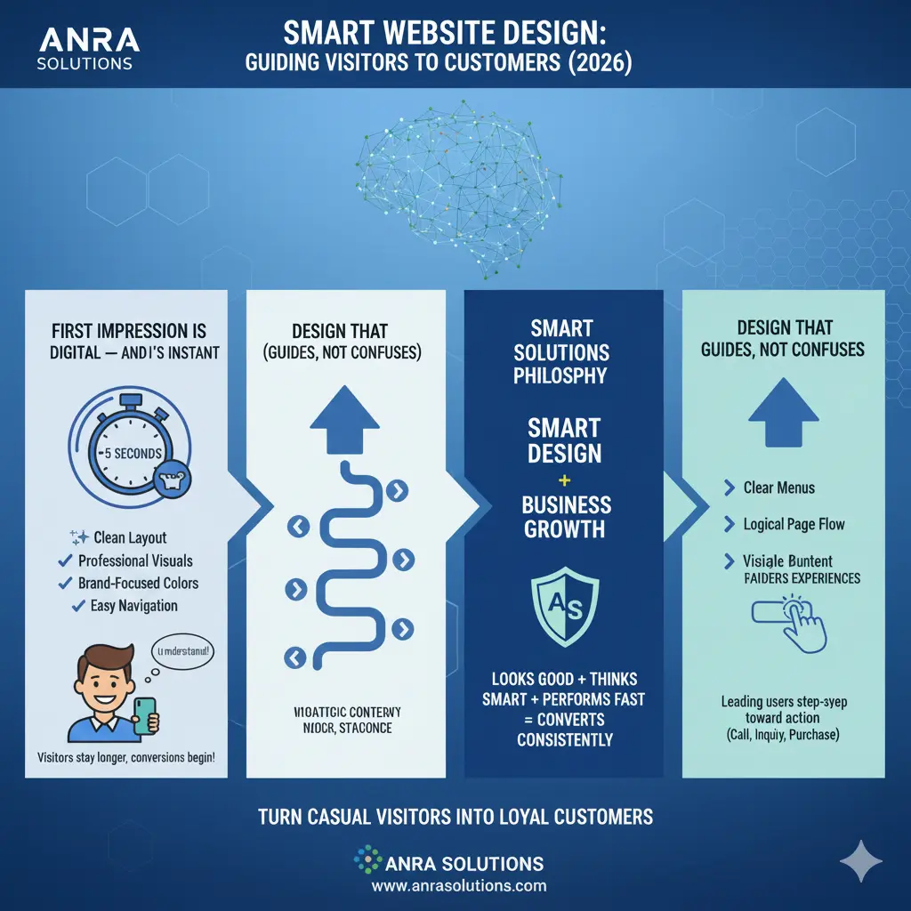 How a Smart Website Design Can Turn Visitors into Customers in 2026 – By Anra Solutions