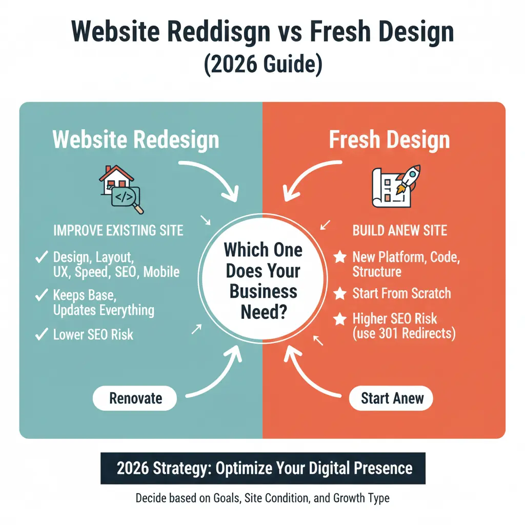 Website Redesign vs. Fresh Design: Which One Does Your Business Need? (2026 Guide)